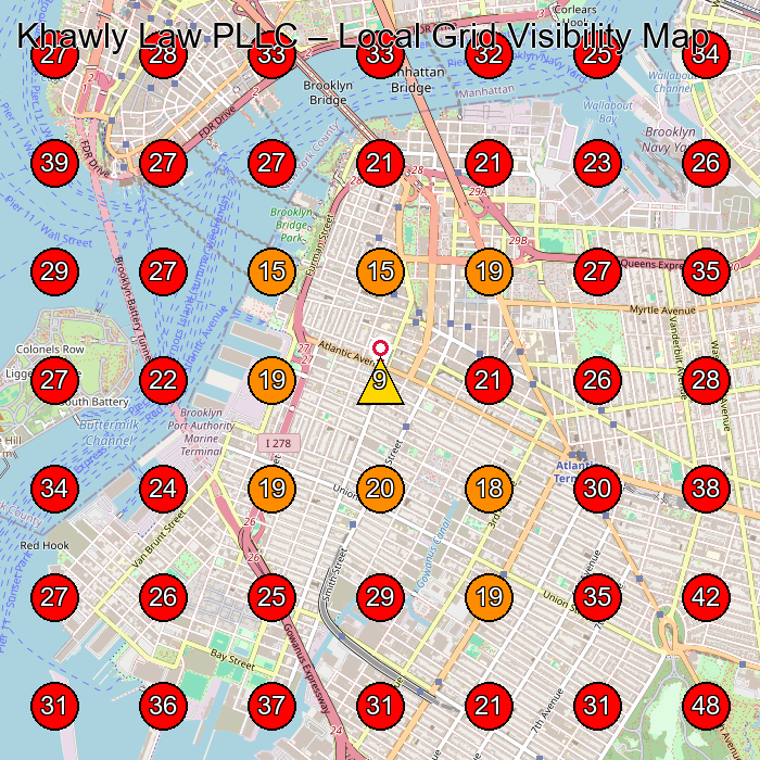 Khawly Law PLLC GeoGrid visibility map for Wellness Center in 7th floor